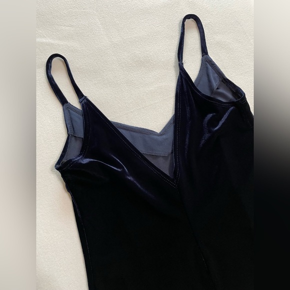 Vintage 90s Navy Velvet Mini Dress Y2K Slip Dress Party Goth Fairy Grunge Size M - Picture 10 of 12